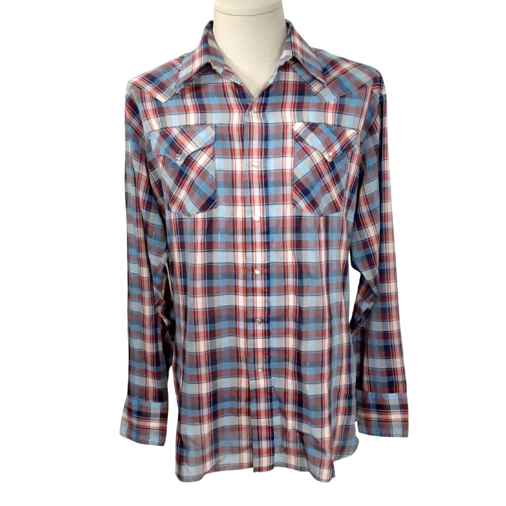 Vintage Panhandle Slim Pearl Snap Shirt Mens 36 Rodeo